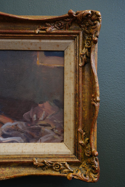 *RESERVED FOR LINDA* British School Reclining Nude Oil Painting