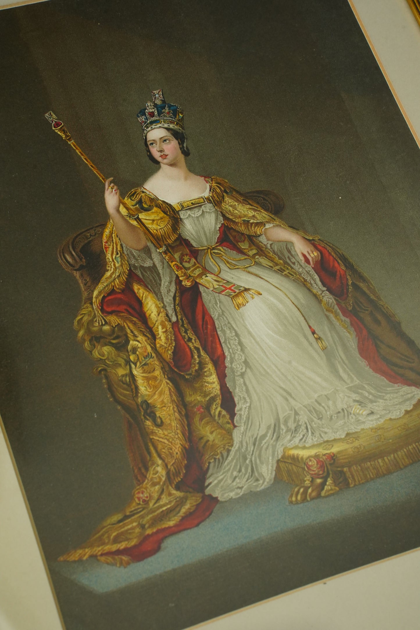 *RESERVED FOR LISA* Chromolithograph of Queen Victoria in Coronation Regalia