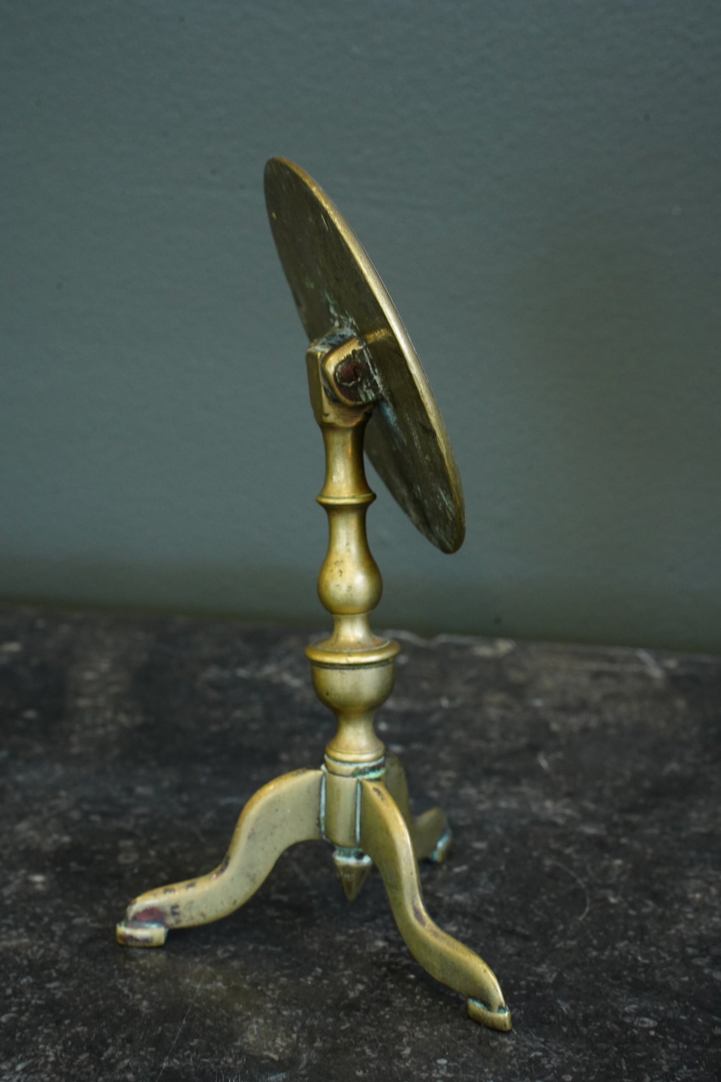 Miniature Brass Tilt-Top Chess Table Candle Reflectors