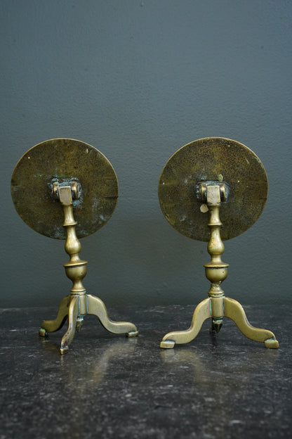 Miniature Brass Tilt-Top Chess Table Candle Reflectors