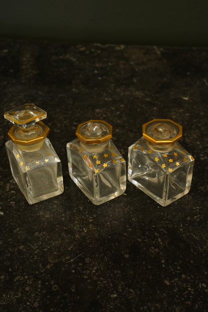 *RESERVED* Antique French Napoleon III Kingwood Parfum Casket with Three Star-Gilt Bottles