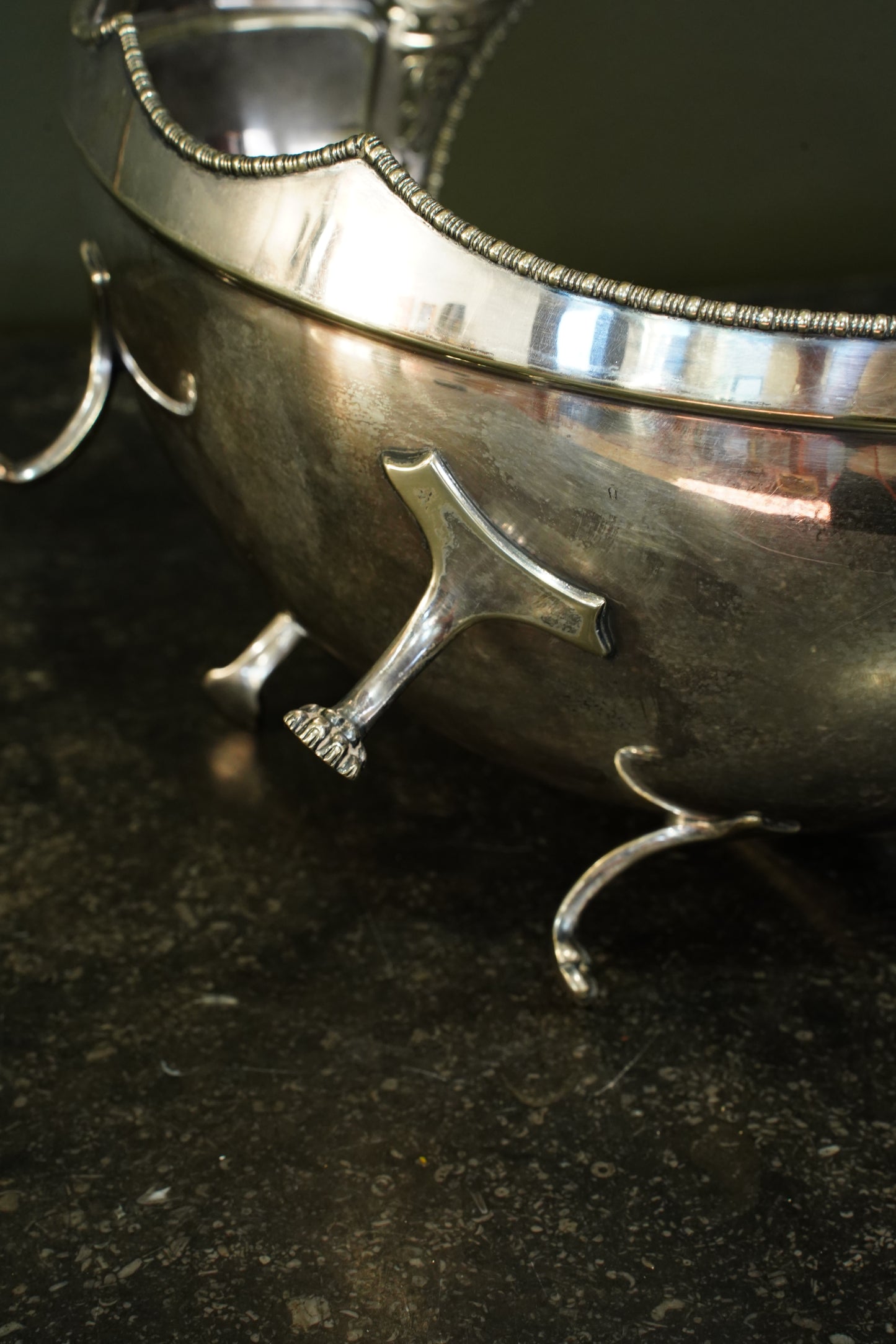 English Silver plate Navette Fruit Bowl, Masonic Presentation 1927