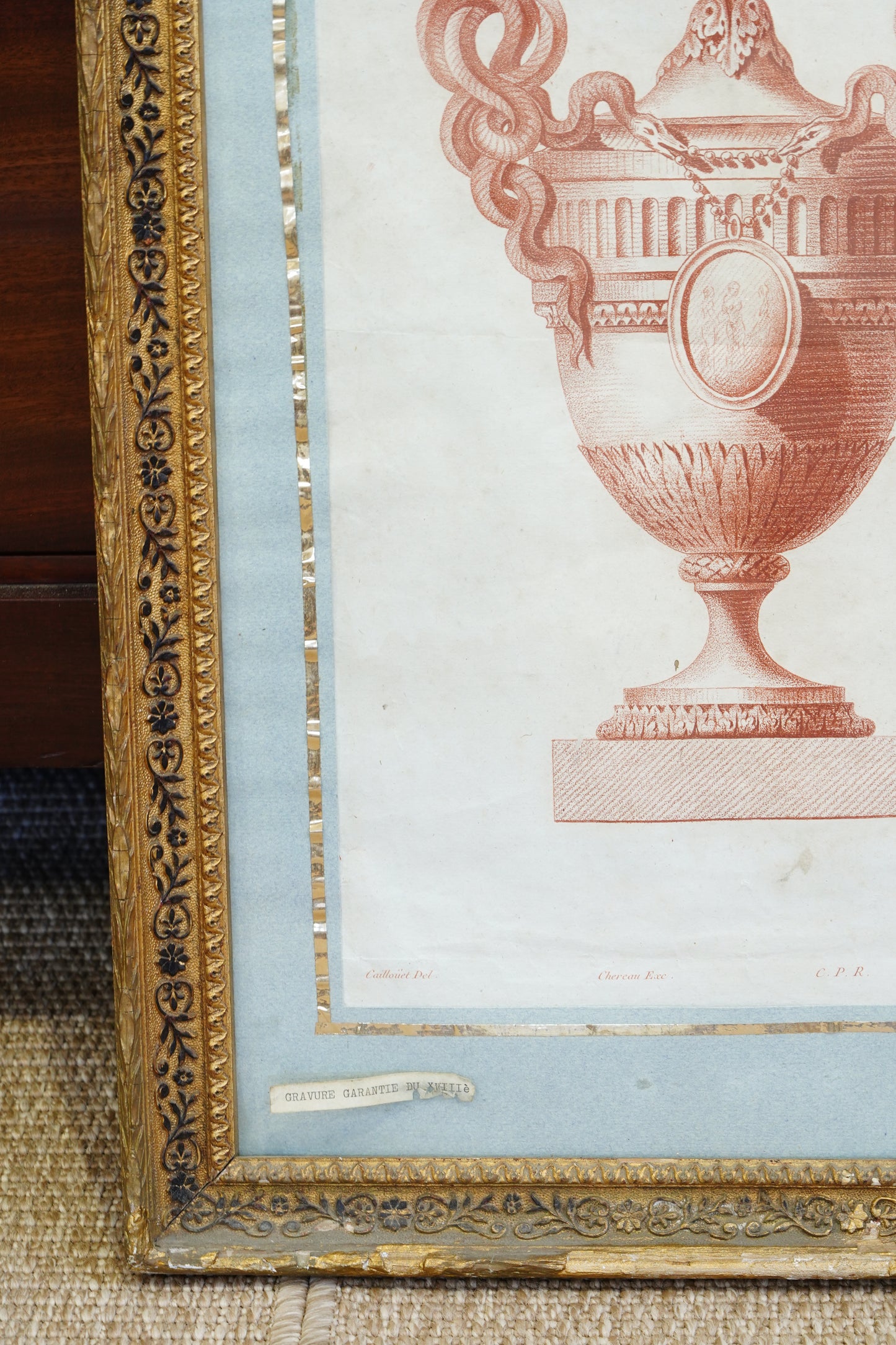 *RESERVED FOR SILVIA* 18th Century French Neoclassical Vase Engraving, Caillouet, Circa 1778