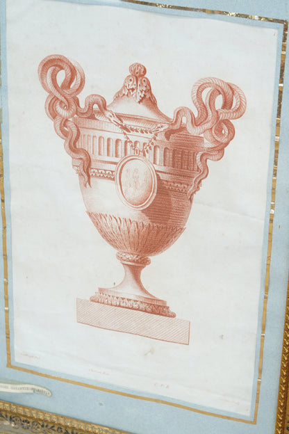 *RESERVED FOR SILVIA* 18th Century French Neoclassical Vase Engraving, Caillouet, Circa 1778