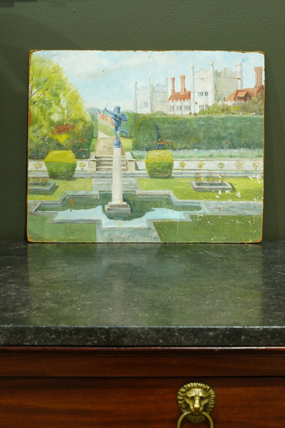 Antique Oil Painting of Formal Garden, Believed Hever Castle Kent