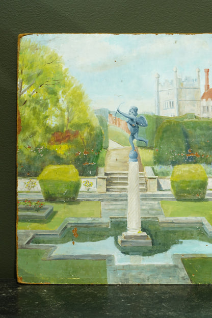 Antique Oil Painting of Formal Garden, Believed Hever Castle Kent