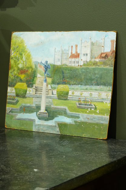 Antique Oil Painting of Formal Garden, Believed Hever Castle Kent