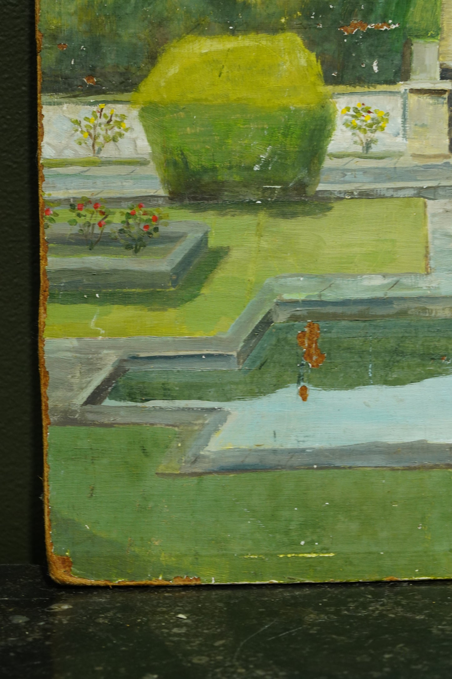 Antique Oil Painting of Formal Garden, Believed Hever Castle Kent