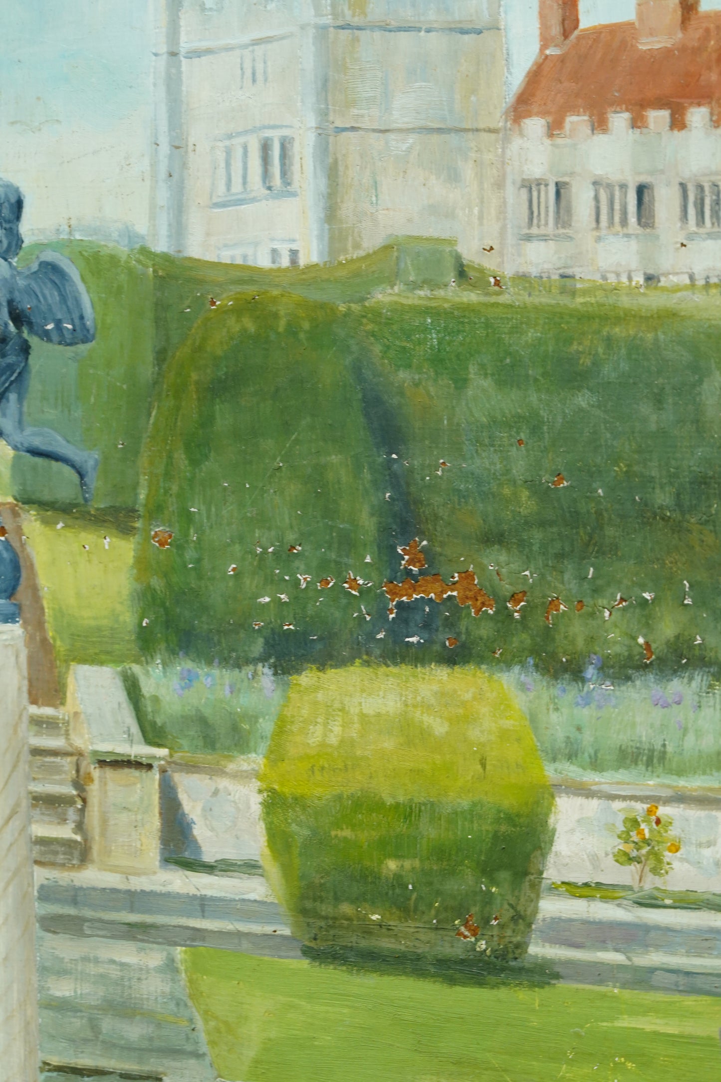 Antique Oil Painting of Formal Garden, Believed Hever Castle Kent