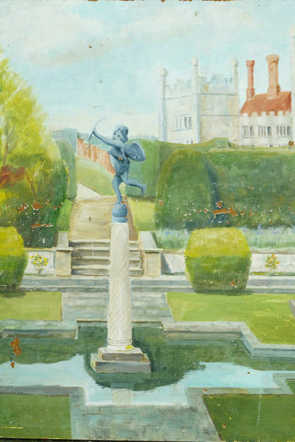 Antique Oil Painting of Formal Garden, Believed Hever Castle Kent