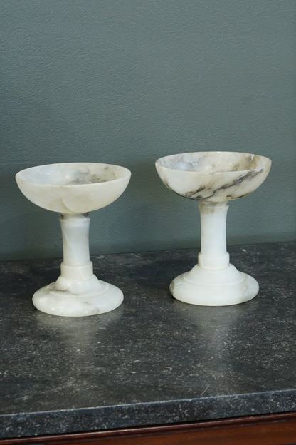 Pair of English Edwardian Alabaster Tazzas, Circa 1900