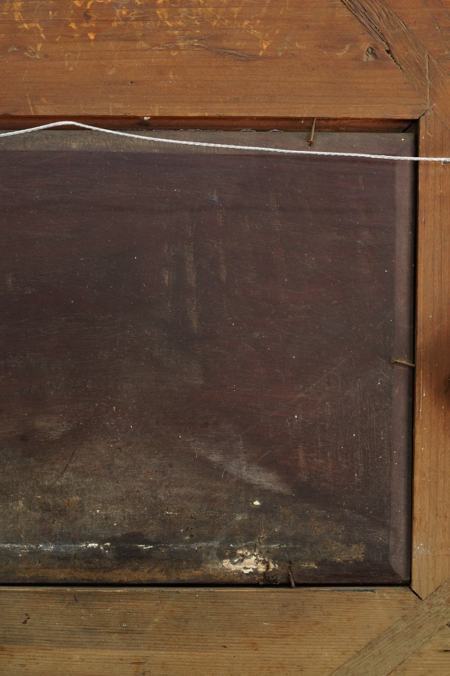 Antique Signed Oil on Board of Two Horses in a Stable Yard