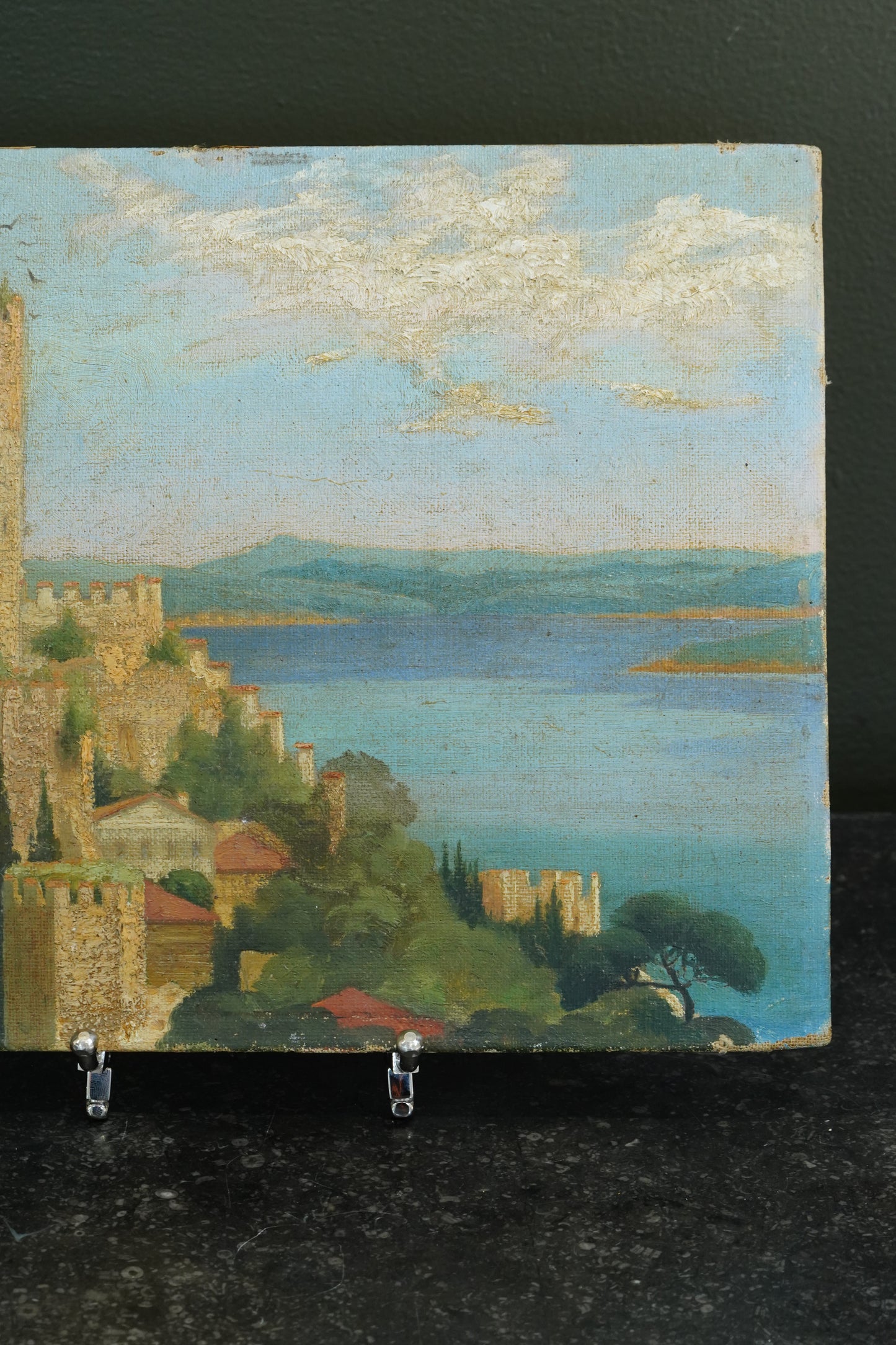 Antique Oil Painting, Rumelihisarı on the Bosphorus, Signed, British Military Provenance, 1933