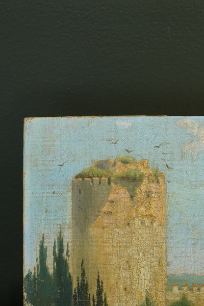 Antique Oil Painting, Rumelihisarı on the Bosphorus, Signed, British Military Provenance, 1933