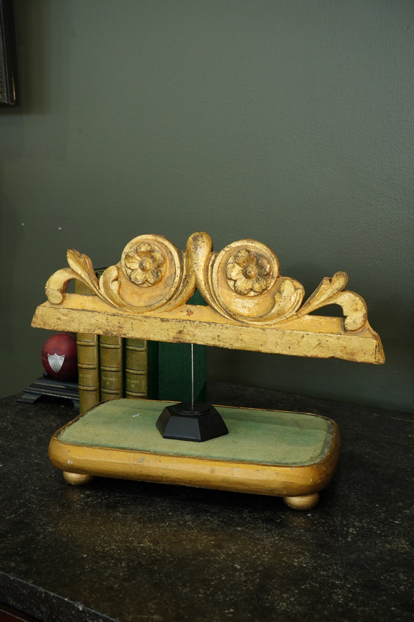 Antique French Gilt Carved Wood Cresting Fragment, Rosette and Volute secondary view