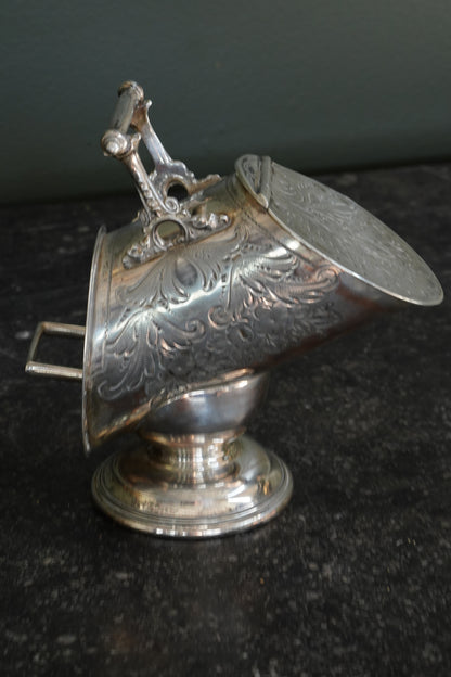 Antique Victorian Silverplate Sugar Scuttle with Scoop