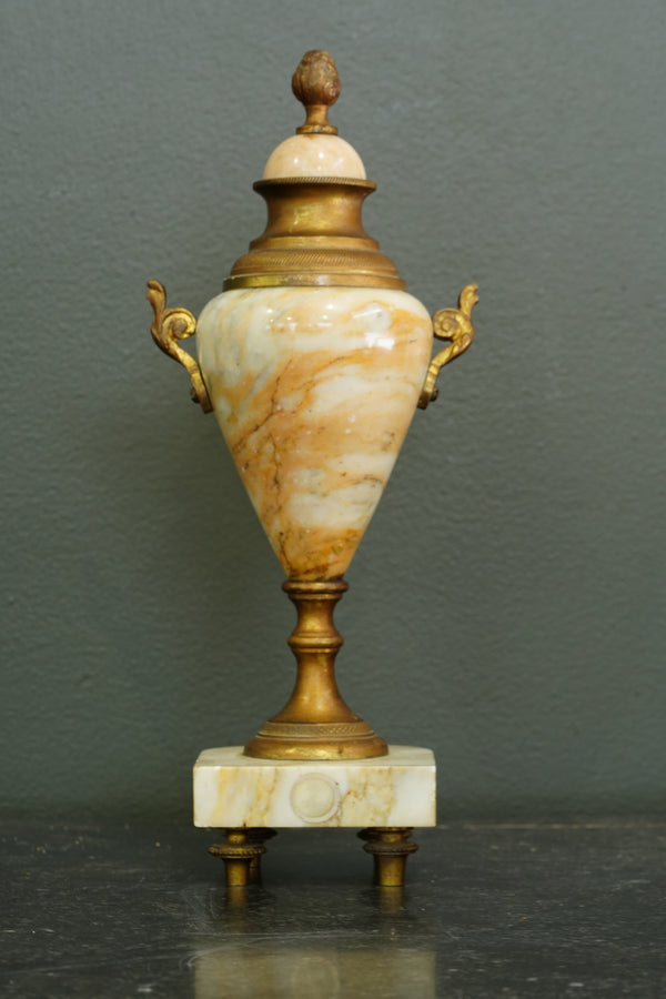 Neoclassical Alabaster and Gilt Brass Decorative Urn secondary view