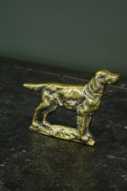 English Brass Setter Dog Figure, Early 20th Century