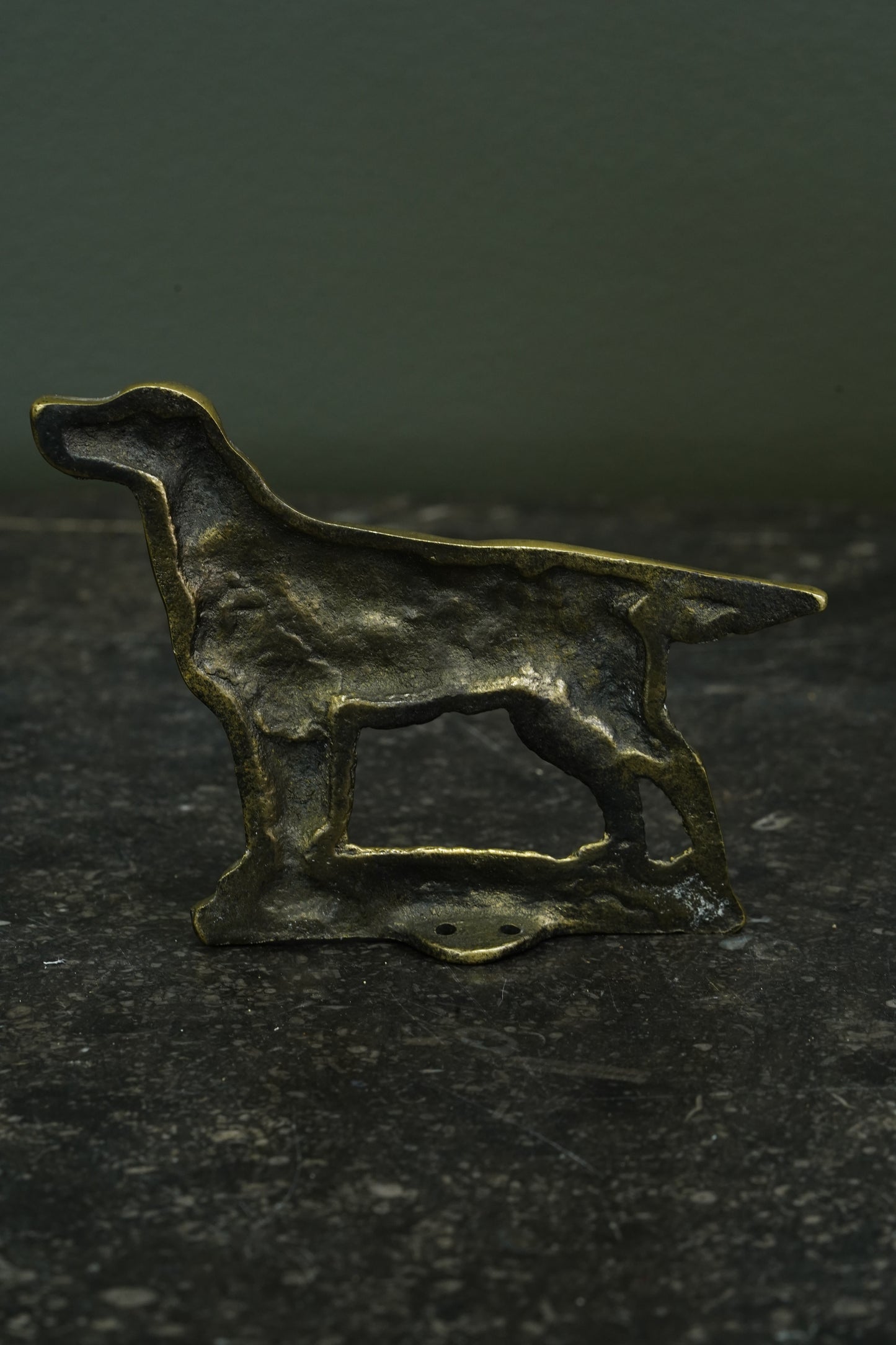 English Brass Setter Dog Figure, Early 20th Century