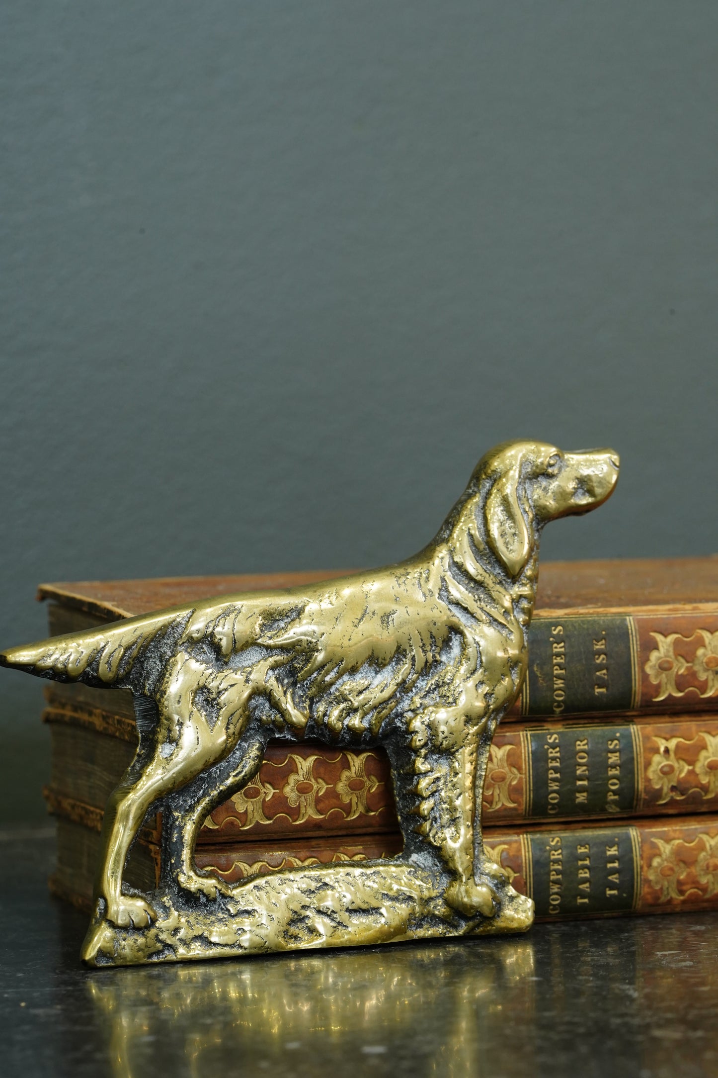English Brass Setter Dog Figure, Early 20th Century