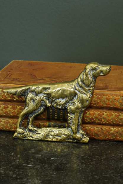 English Brass Setter Dog Figure, Early 20th Century