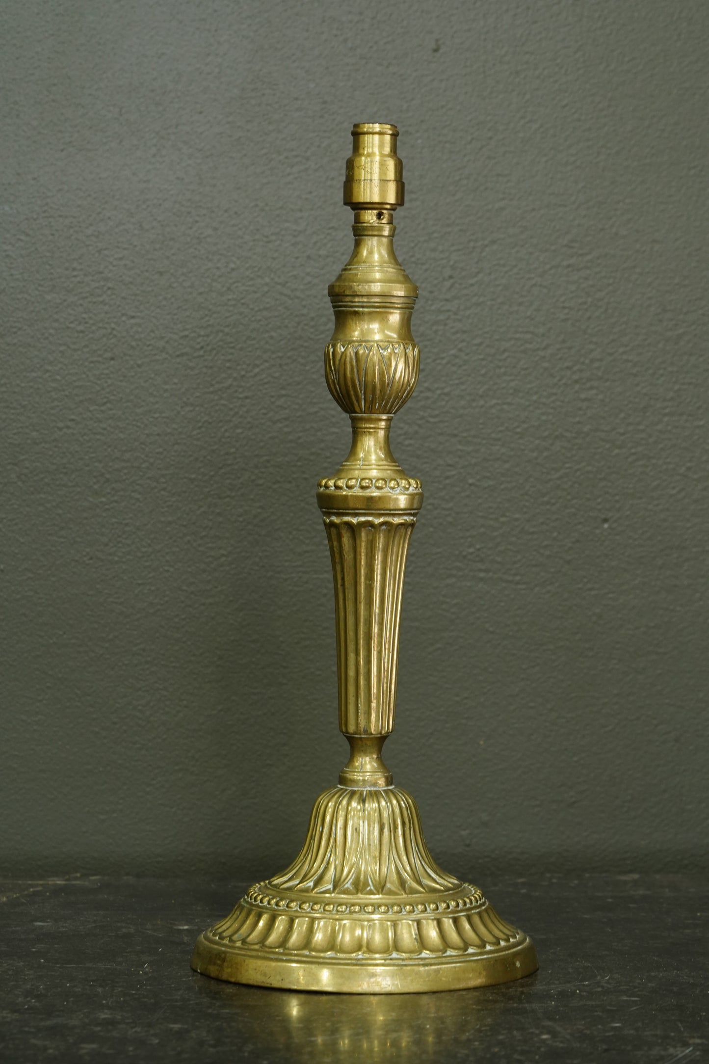 French Neoclassical Brass Candlestick Table Lamp