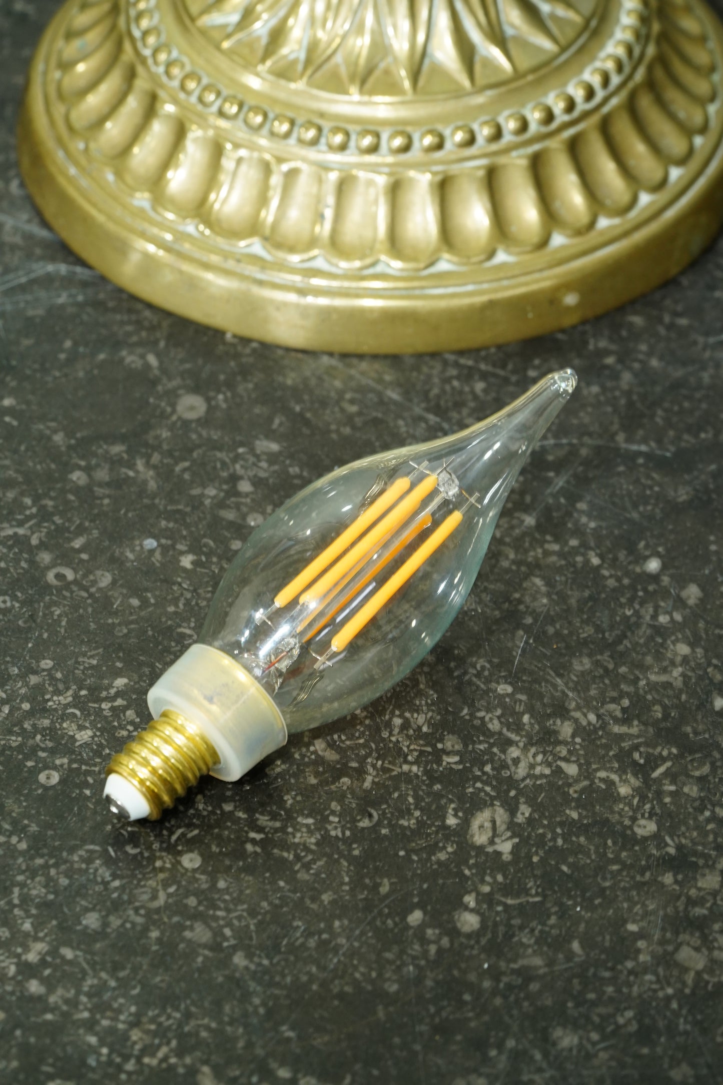 French Neoclassical Brass Candlestick Table Lamp