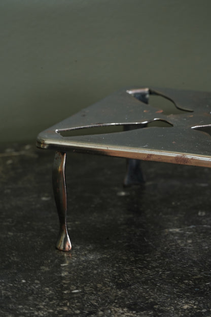 Vintage English Chrome Trivet, Pierced Pinwheel Pattern, Mid-20th Century