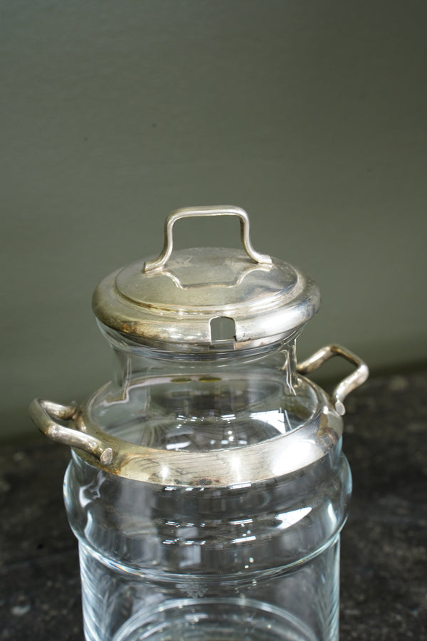 Antique Glass Cream Jug with Silver Plate Mount secondary view
