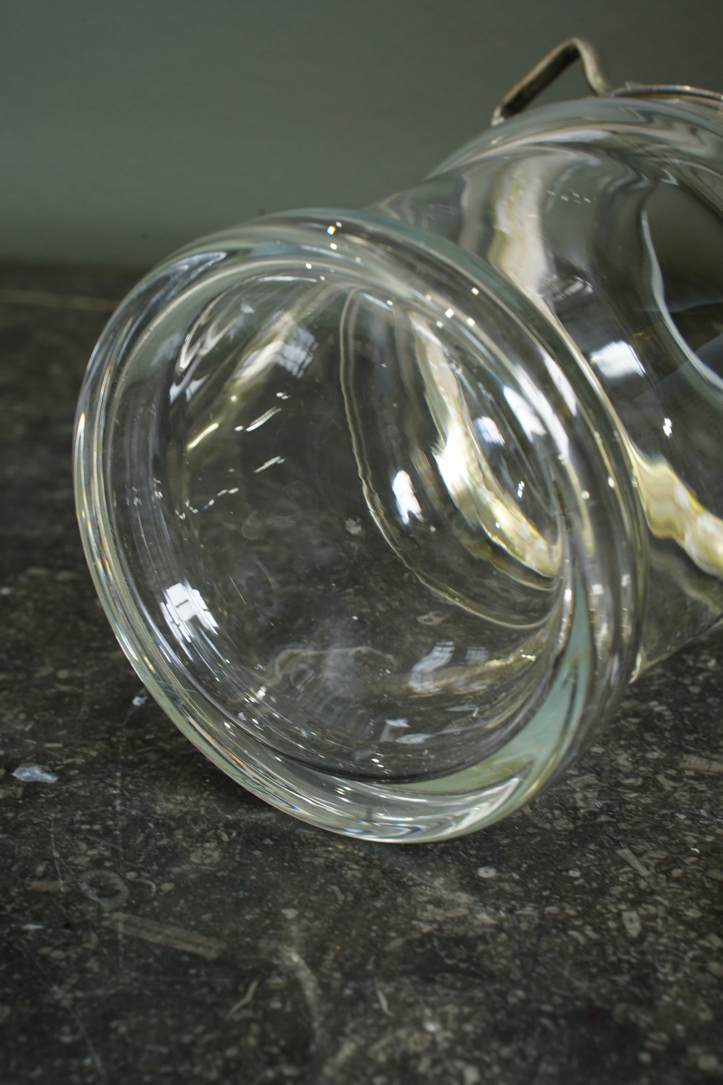 Antique Glass Cream Jug with Silver Plate Mount