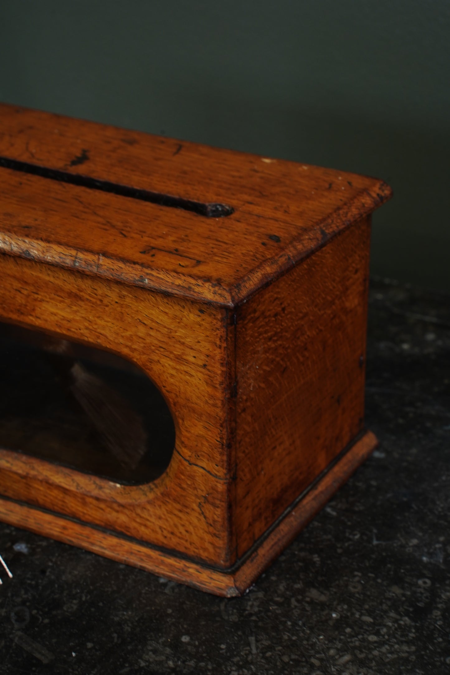 Antique English Oak Letter and Ballot Box with Window