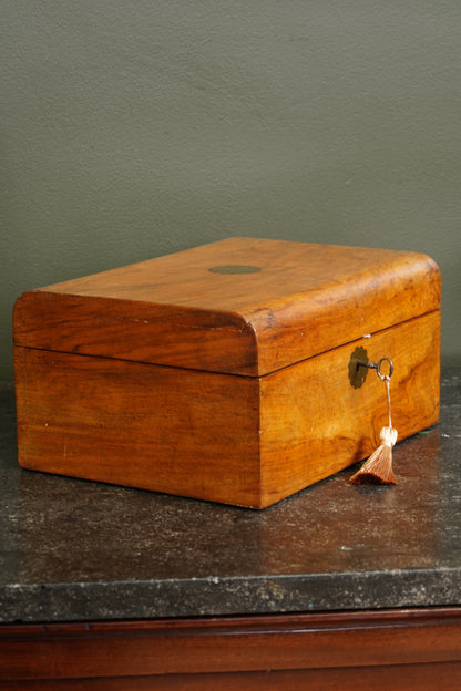 Antique Edwardian English Walnut Keepsake Box, Circa 1900