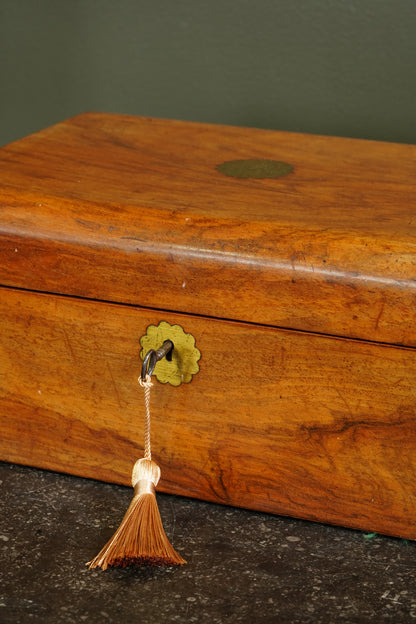 Antique Edwardian English Walnut Keepsake Box, Circa 1900