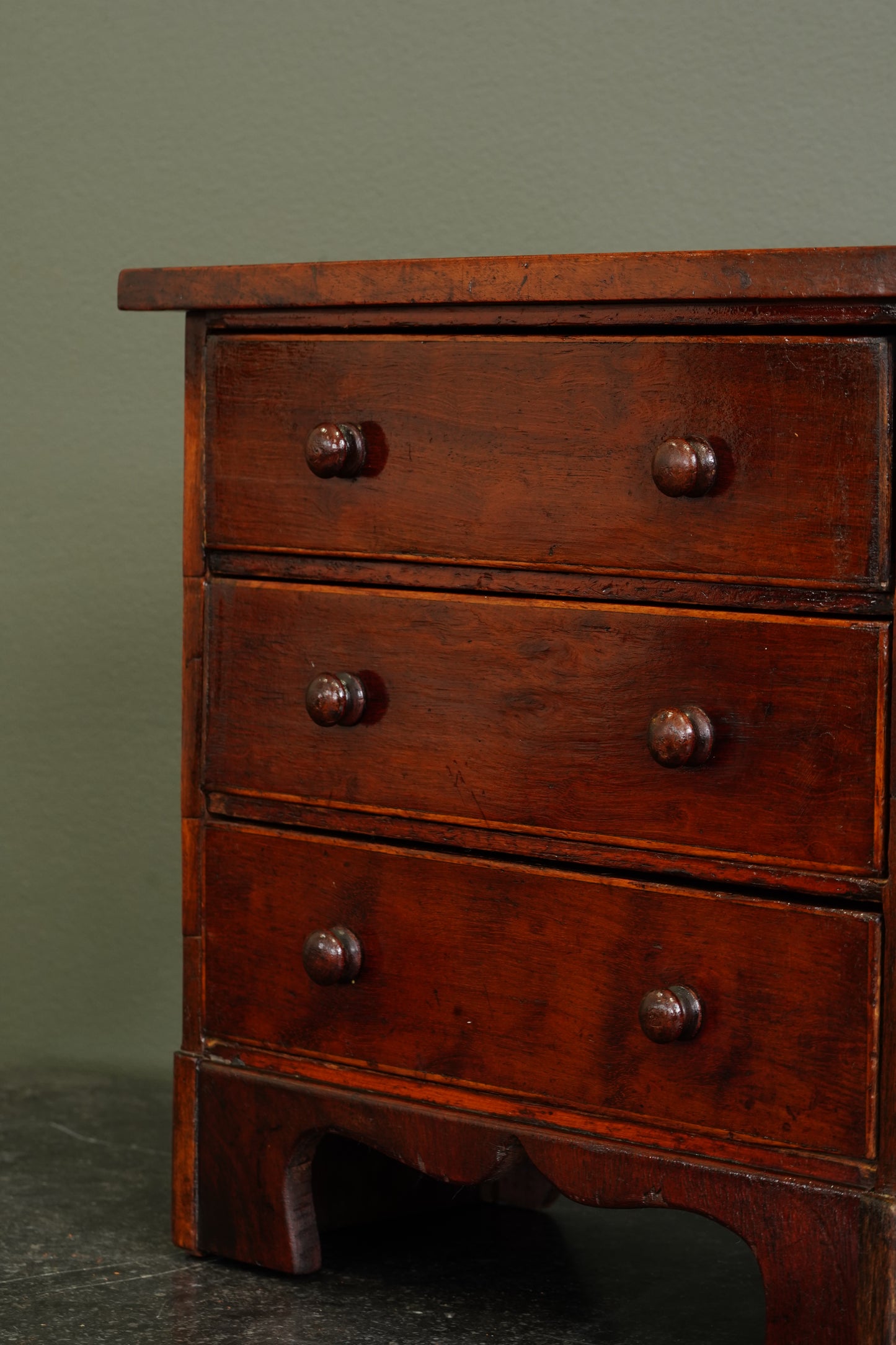 Antique English Mahogany Miniature Chest of Drawers, Circa 1830-1860