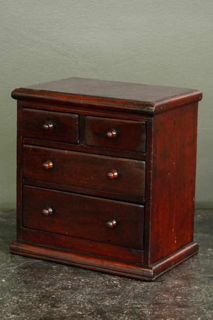 Antique English Miniature Mahogany Chest of Drawers, Ca. 1870
