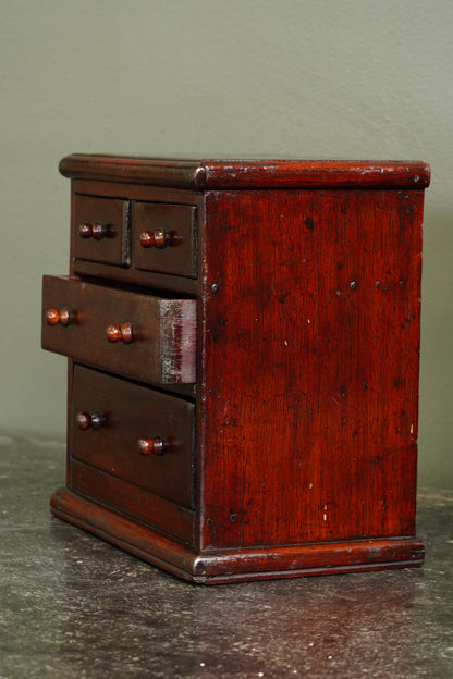 Antique English Miniature Mahogany Chest of Drawers, Ca. 1870