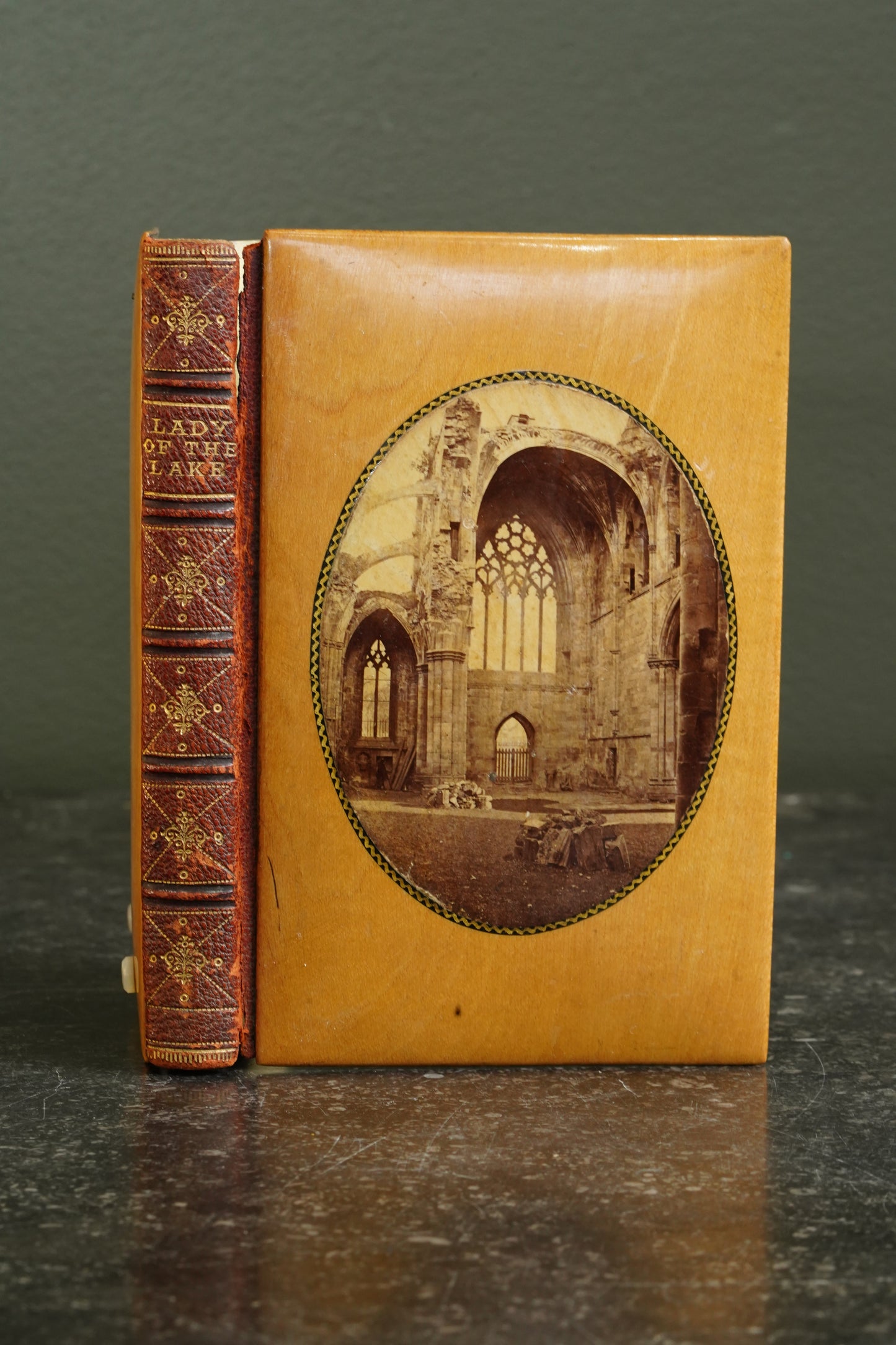 Antique Poetry Book Lady of the Lake Walter Scott Mauchline Binding