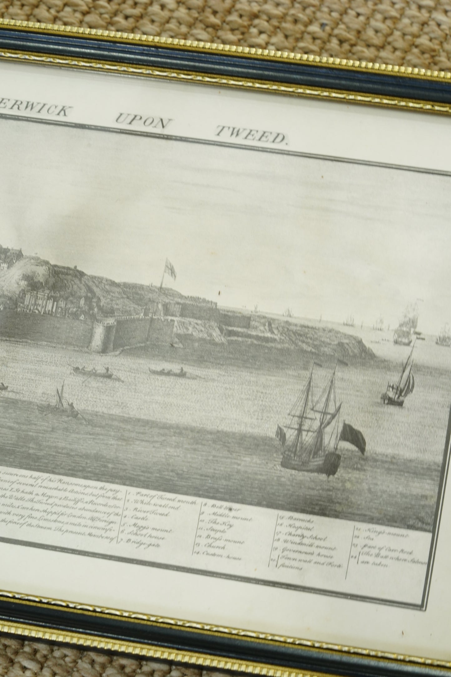Antique Engraving South Prospect of Berwick Upon Tweed, 1745