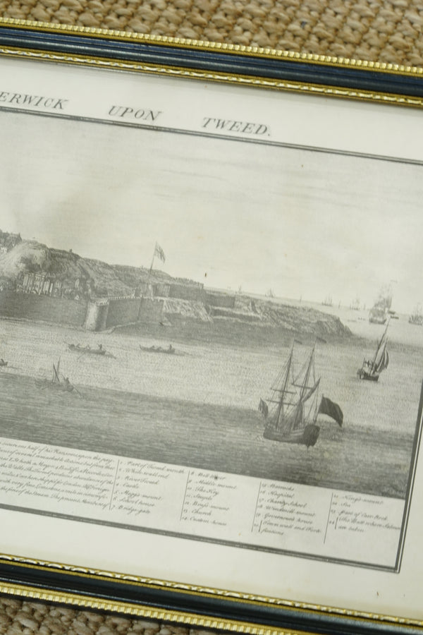 Antique Engraving South Prospect of Berwick Upon Tweed, 1745 secondary view