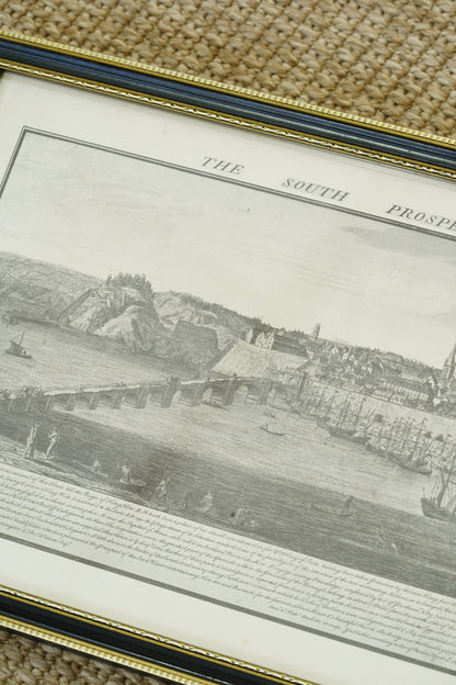 Antique Engraving South Prospect of Berwick Upon Tweed, 1745