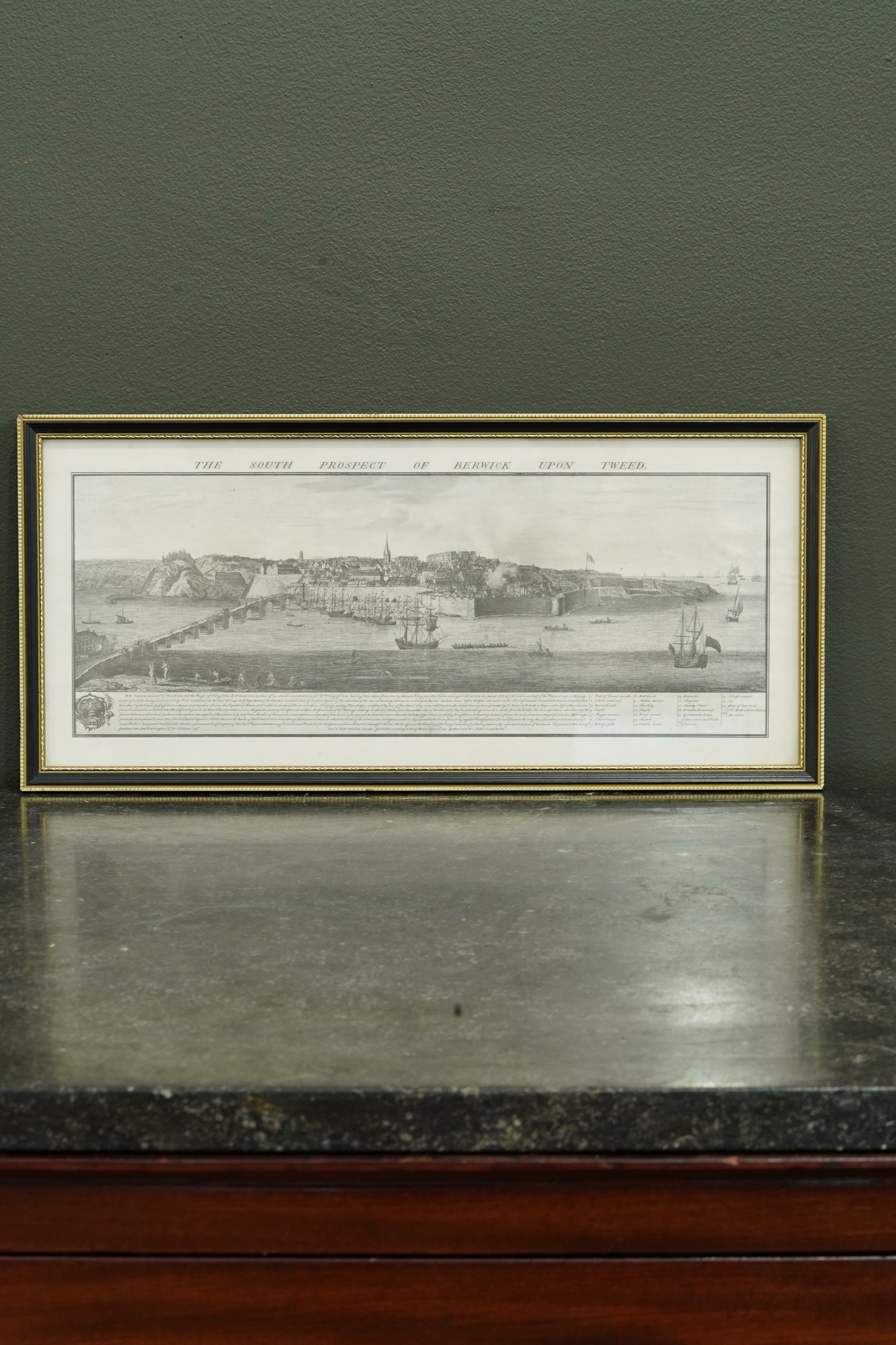 Antique Engraving South Prospect of Berwick Upon Tweed, 1745
