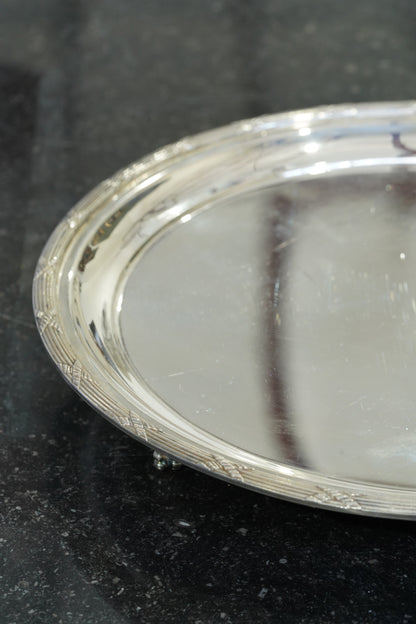 Vintage Sheffield Silver Plate Round Serving Tray