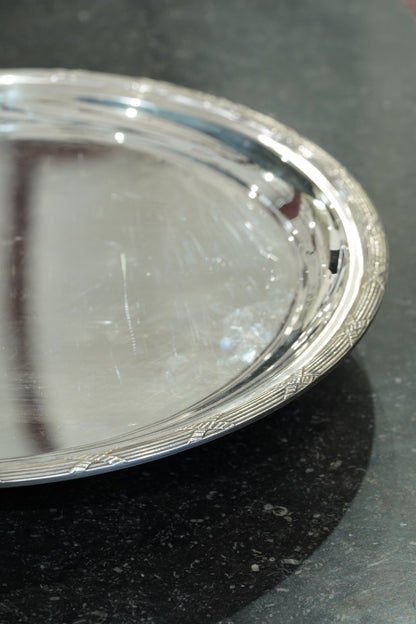 Vintage Sheffield Silver Plate Round Serving Tray