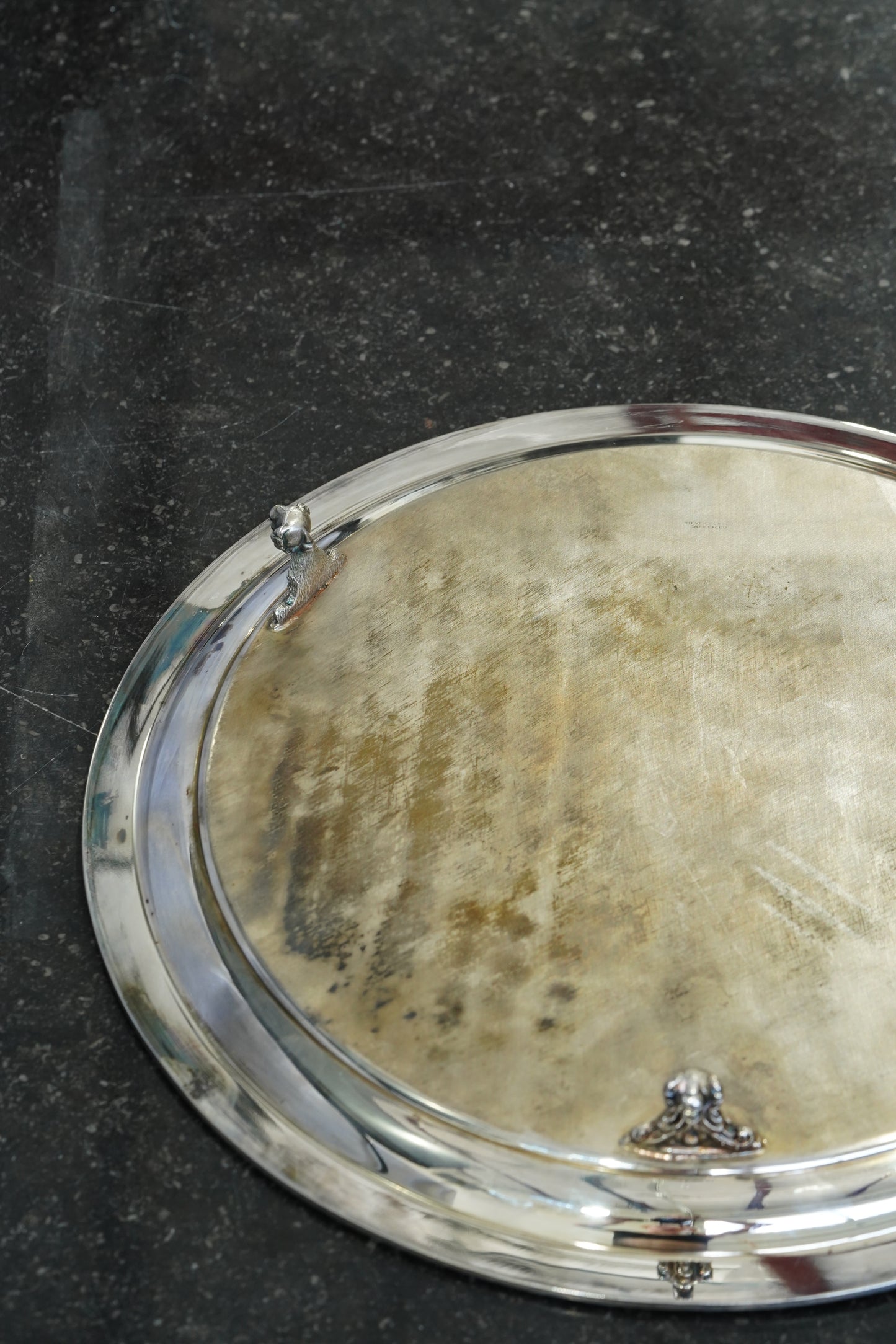 Vintage Sheffield Silver Plate Round Serving Tray