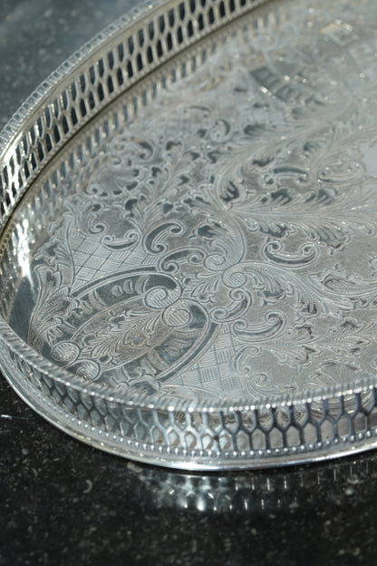 Vintage Viners Sheffield Alpha Plate Gallery Tray