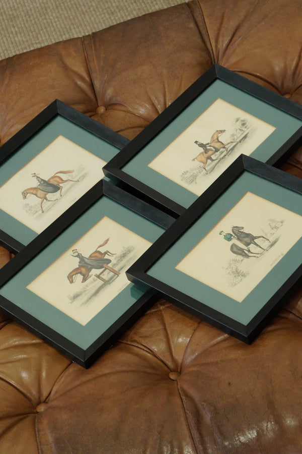Set of Four - Antique English Equestrian Engravings, Hand-Coloured Horsemanship secondary view