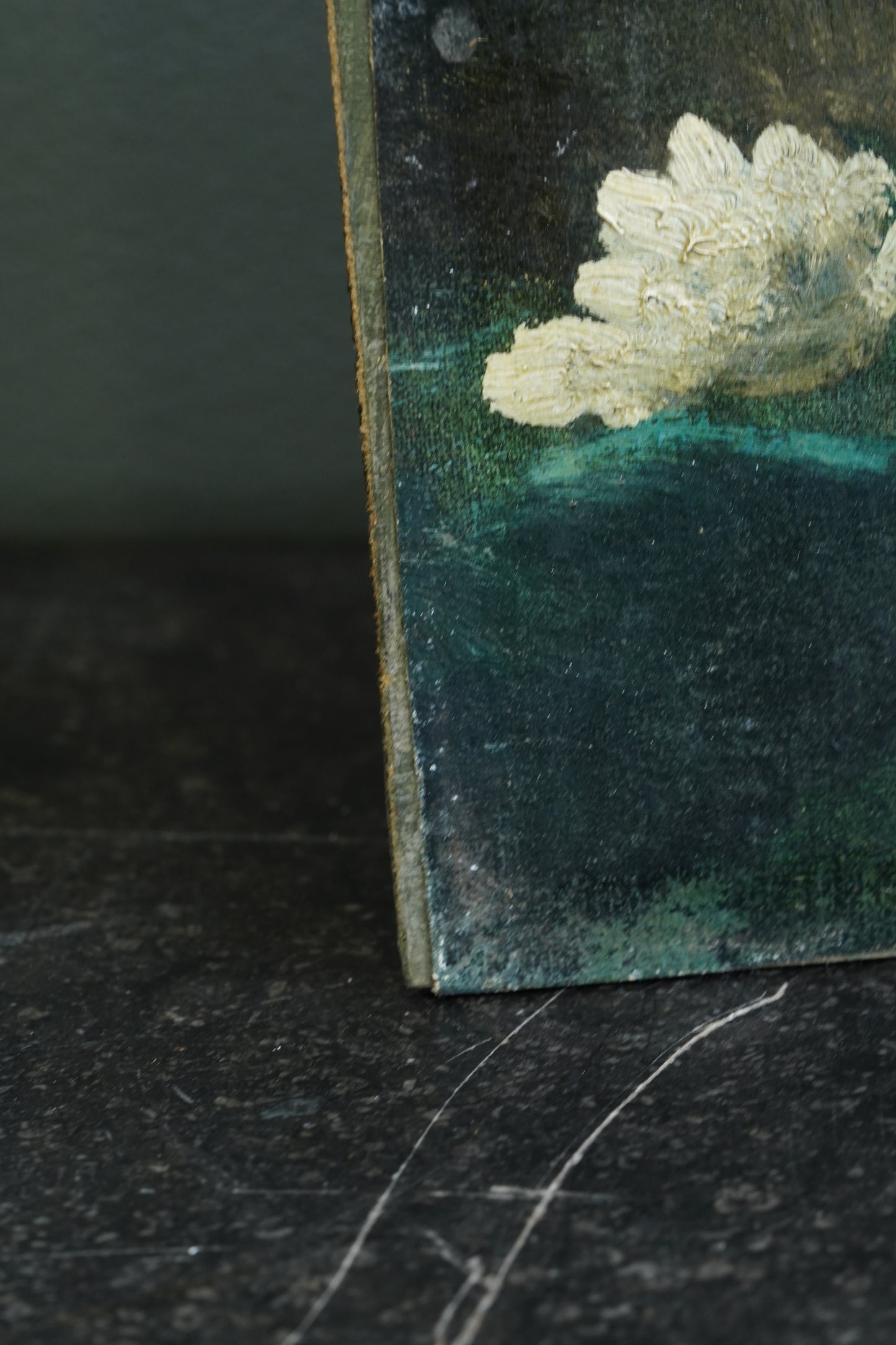 Antique Continental Still Life Classical Bust with Chrysanthemums Oil Painting