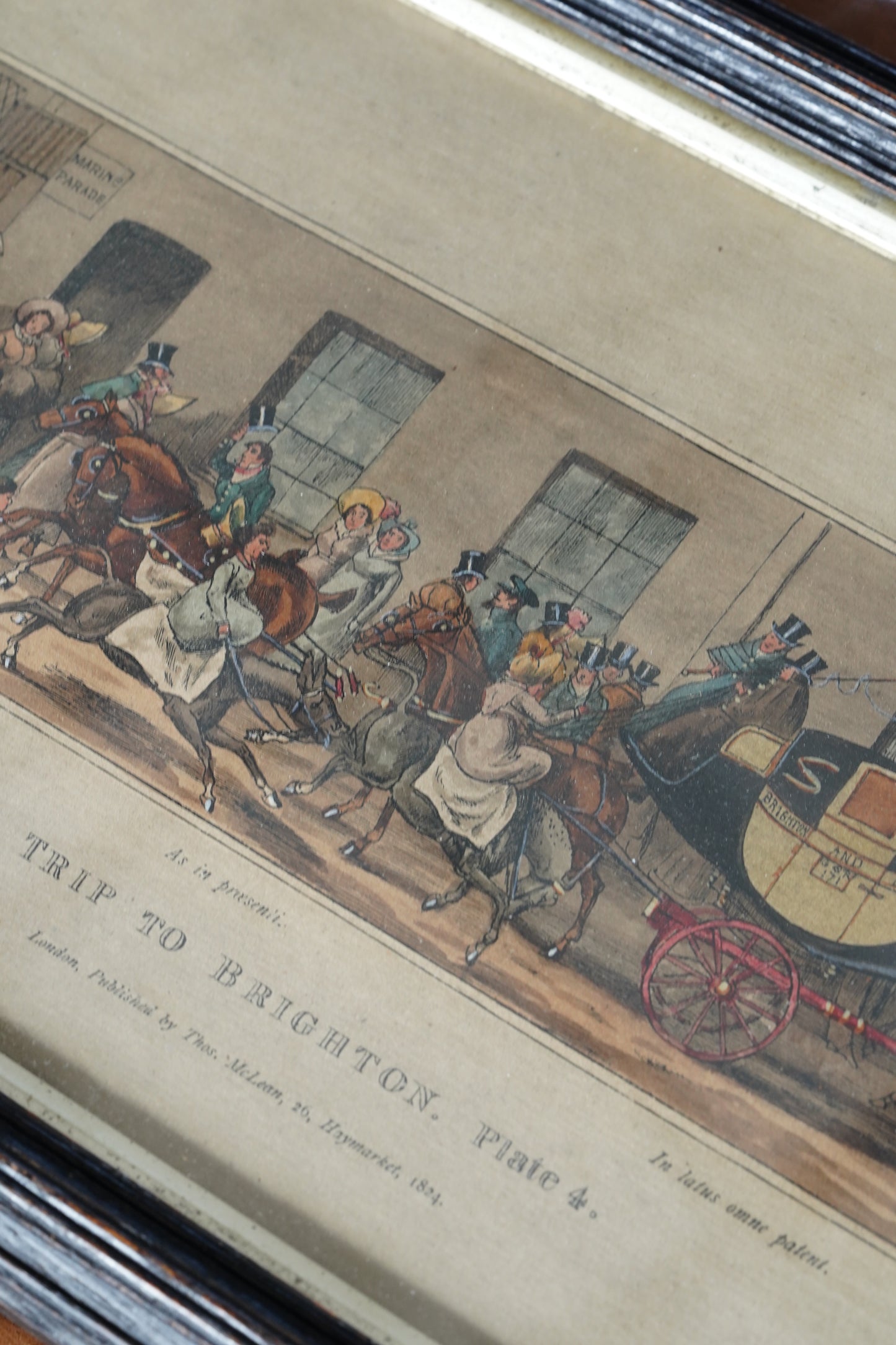 Antique English Coaching Prints, A Trip to Brighton, Set of Four Engravings