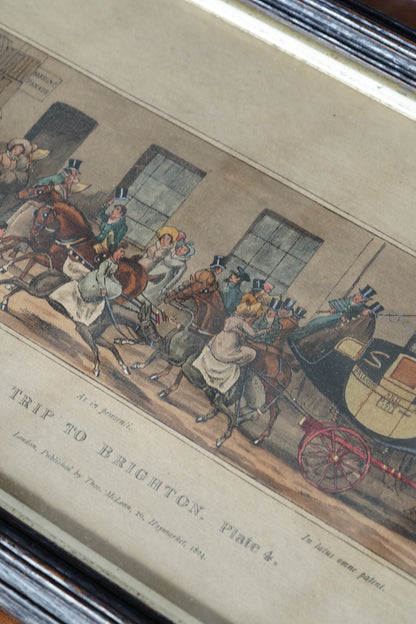 Antique English Coaching Prints, A Trip to Brighton, Set of Four Engravings