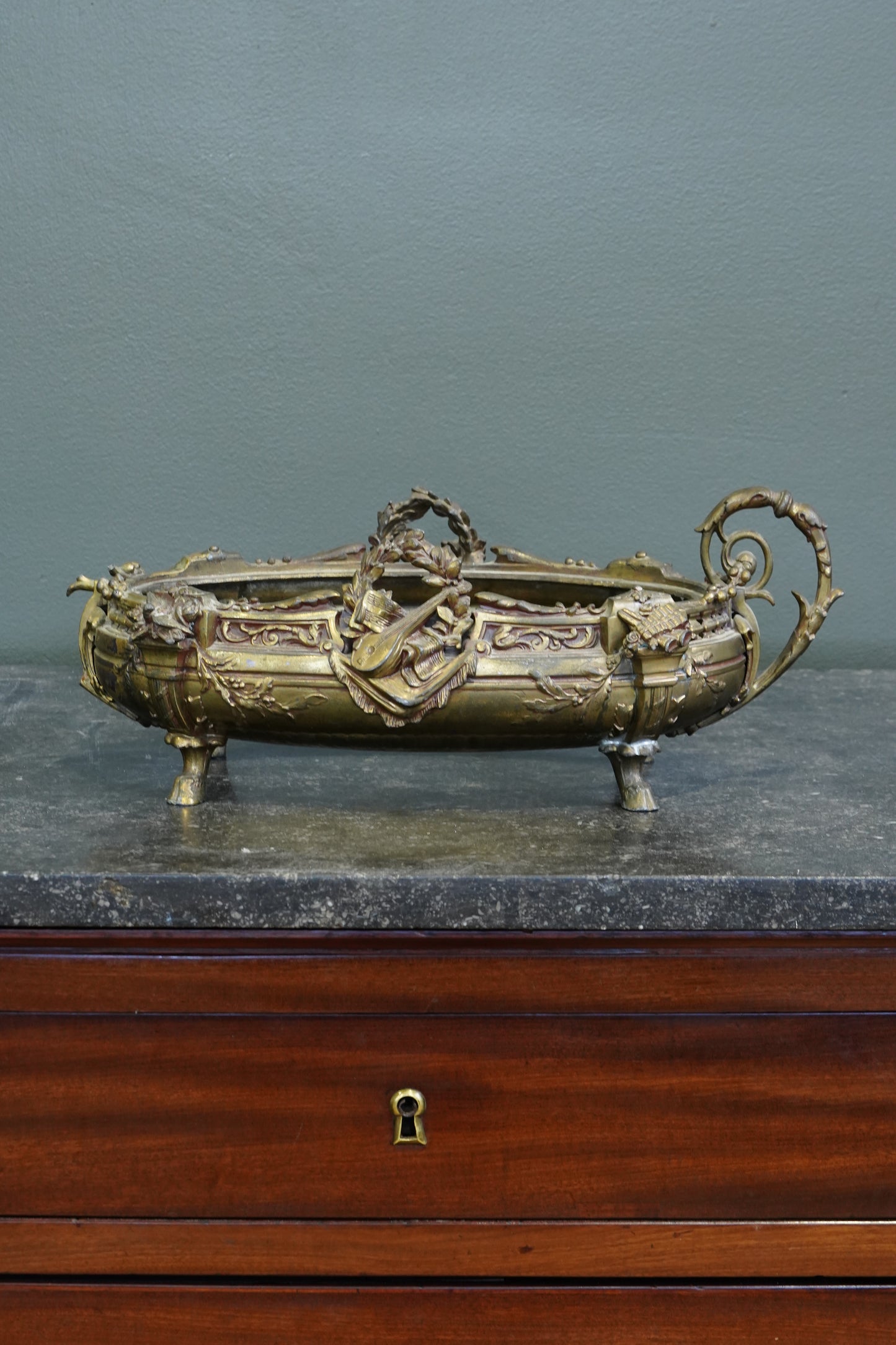 Antique French Brass Jardiniere | Centerpiece